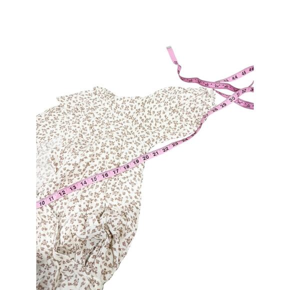 Angel Maternity Cream Pink Floral Wrap Maxi Dress Minimalist Womens Large - Picture 8 of 8